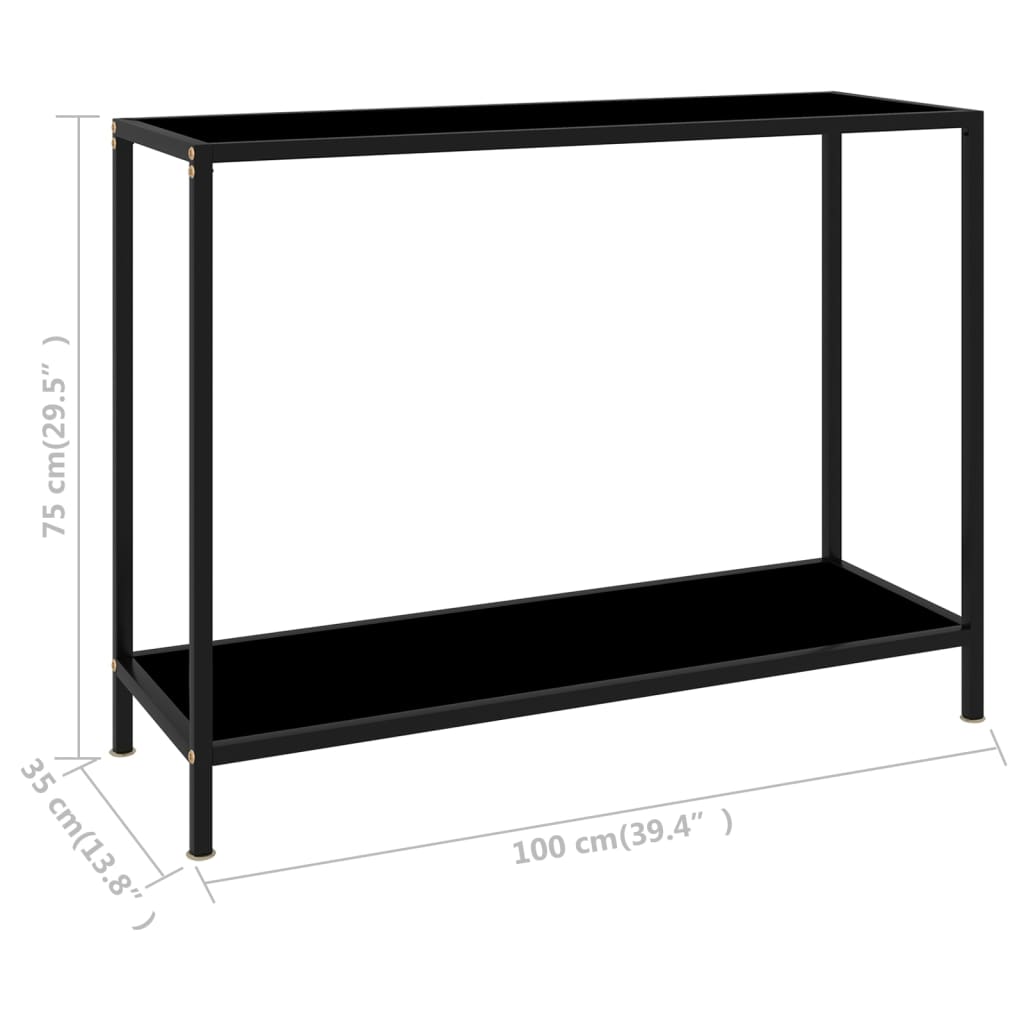 Fekete edzett üveg tálalóasztal 100 x 35 x 75 cm