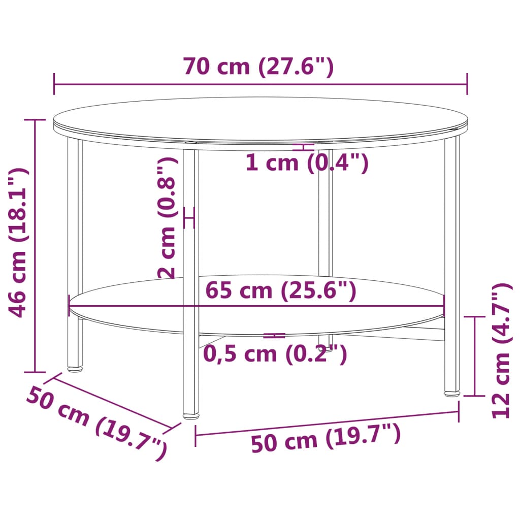 Fekete-fehér márvány edzett üveg dohányzóasztal 70 cm