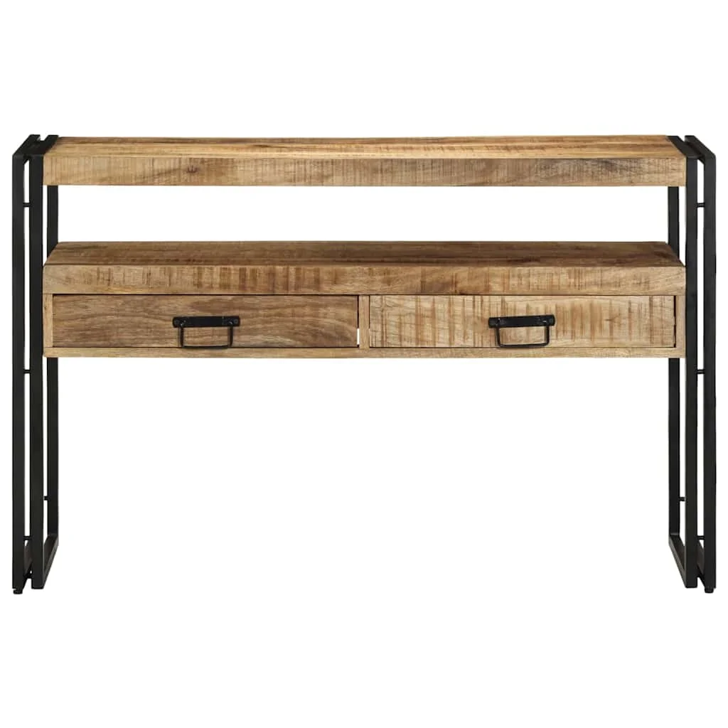 Fekete Asztalok 120x33x75 cm Tömör Mangófából és Fémből