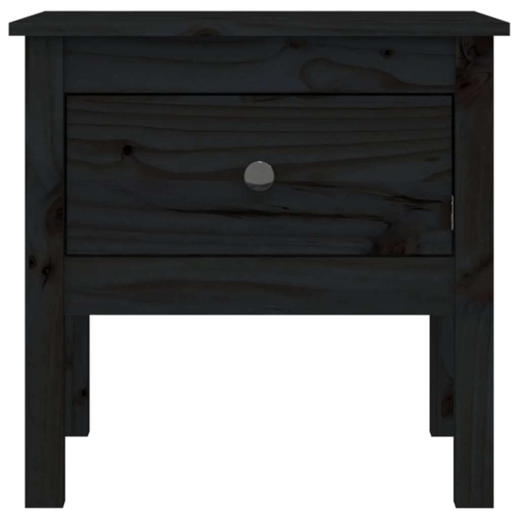 2 db fekete tömör fenyőfa kisasztal 50 x 50 x 49 cm