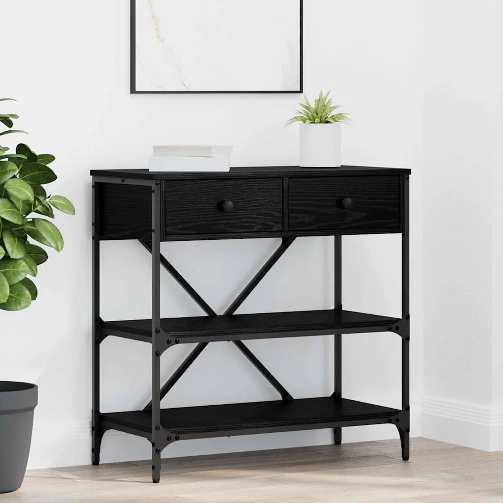 Konzolasztal fiókkal Fekete tölgy 100 x 34,5 x 75 cm faszínű