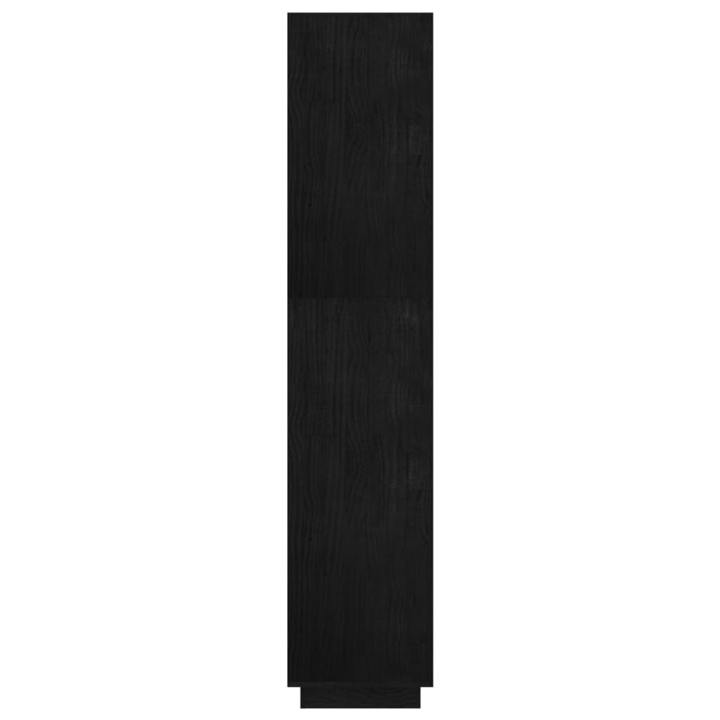 Fekete tömör fenyőfa könyvszekrény/térelválasztó 80x35x167 cm