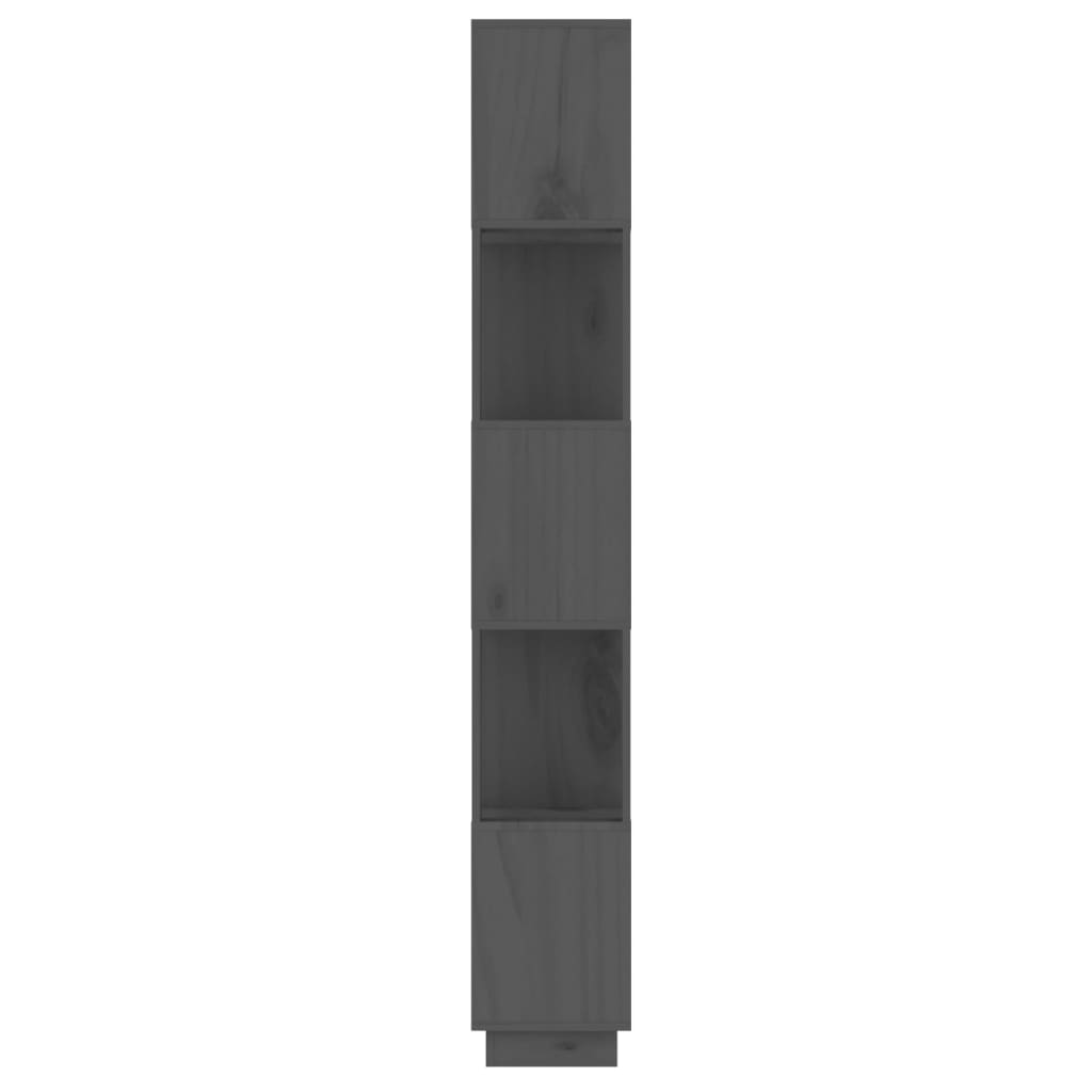 Szürke tömör fenyőfa könyvszekrény/térelválasztó 51x25x163,5 cm
