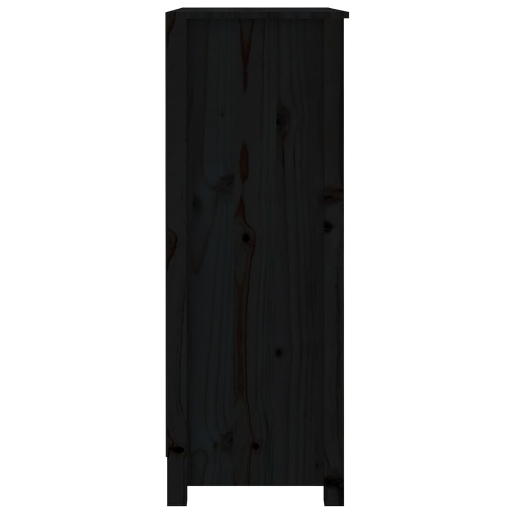 Fekete tömör fenyőfa könyvszekrény 80x35x97 cm