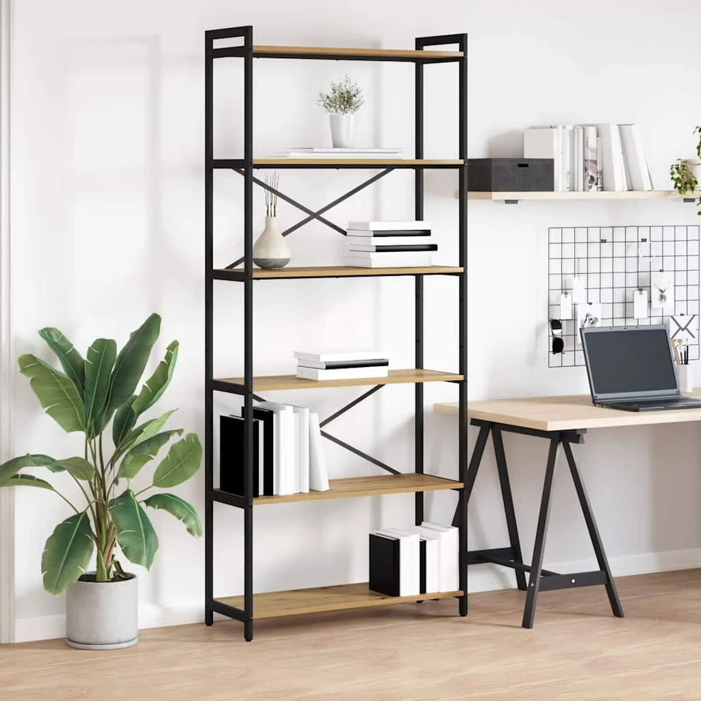 Könyvszekrény kézműves tölgy 80 x 30 x 188 cm Faanyag