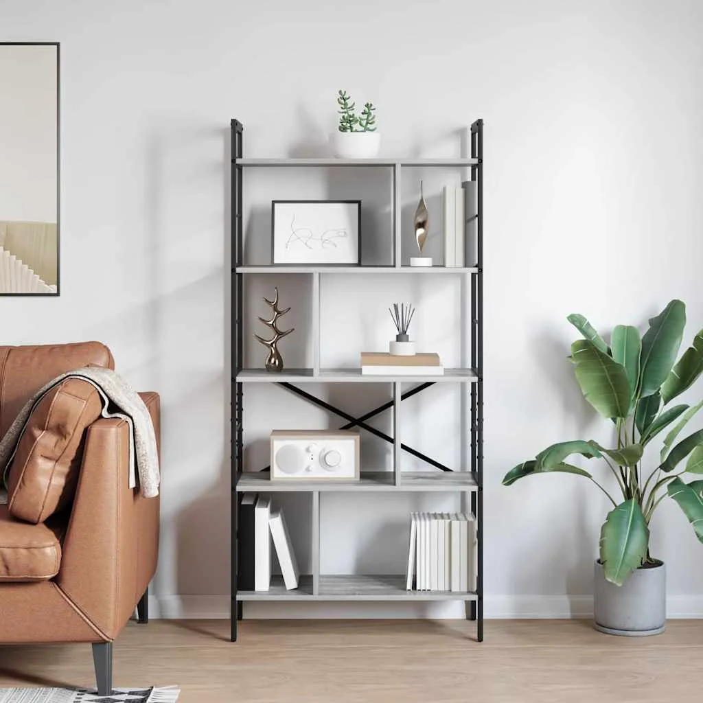Könyvespolc Szürke Sonoma 75 x 30 x 156 cm Faanyag