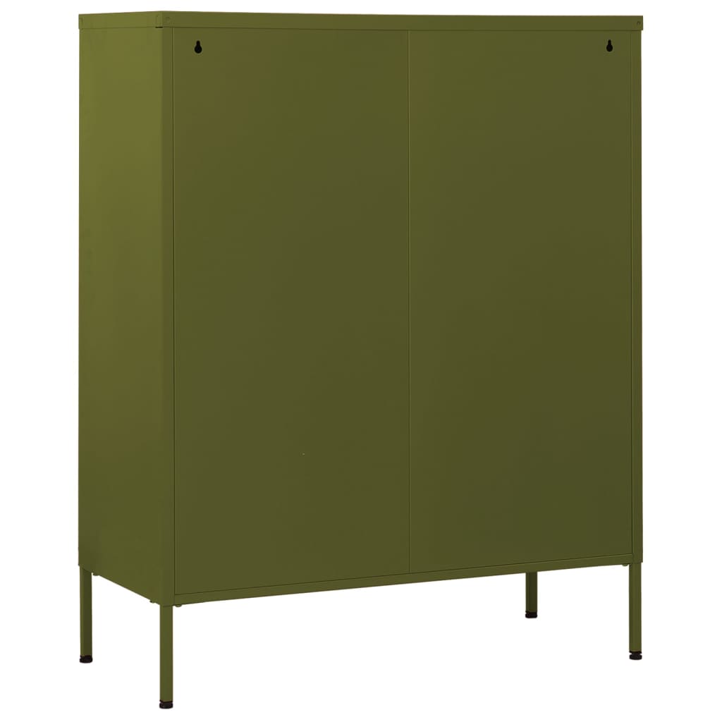 Olívazöld acél fiókos szekrény 80 x 35 x 101,5 cm 