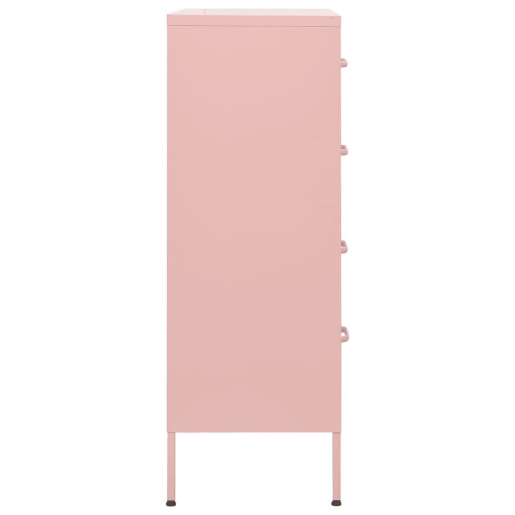 Rózsaszín acél fiókos szekrény 80 x 35 x 101,5 cm