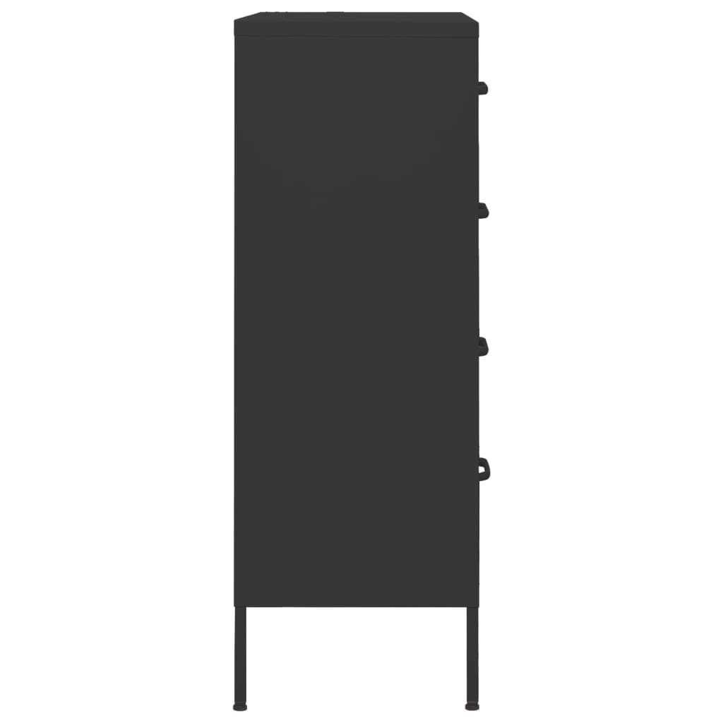 Fekete acél fiókos szekrény 80 x 35 x 101,5 cm