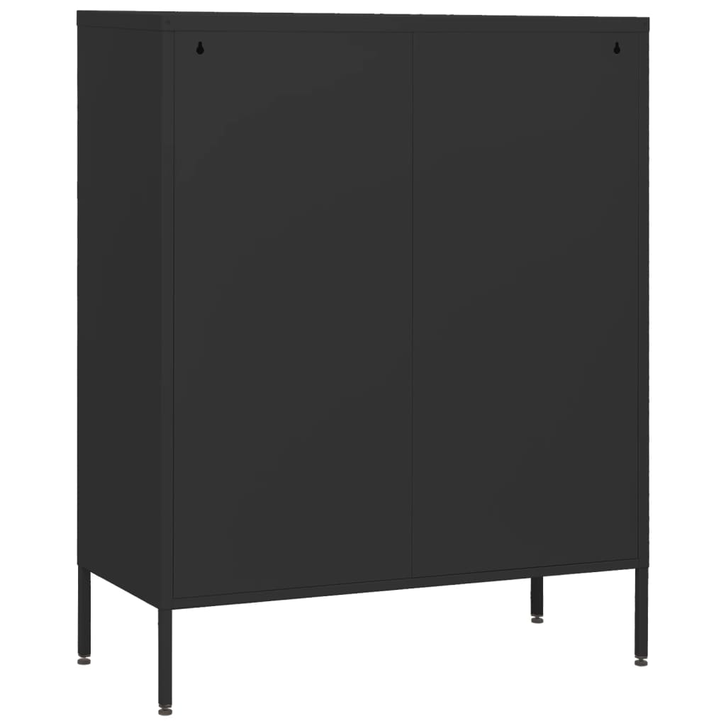 Fekete acél fiókos szekrény 80 x 35 x 101,5 cm