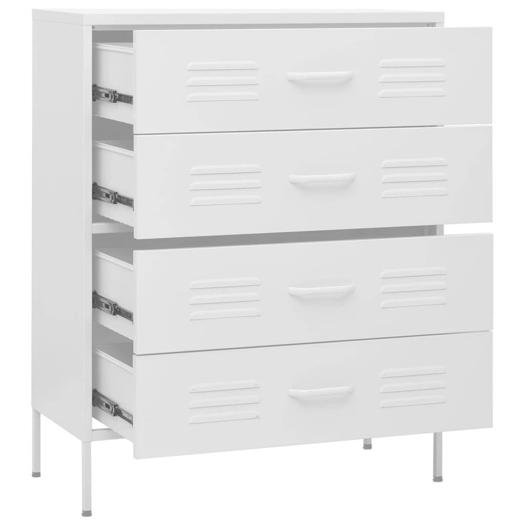 Fehér acél fiókos szekrény 80 x 35 x 101,5 cm