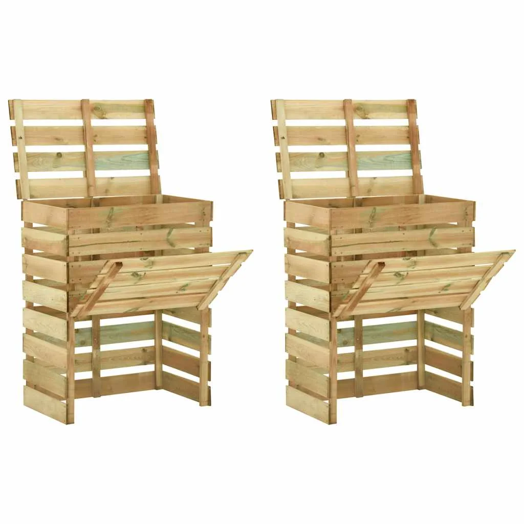 2 db lécezett impregnált fenyőfa kerti komposztáló 80x50x100 cm