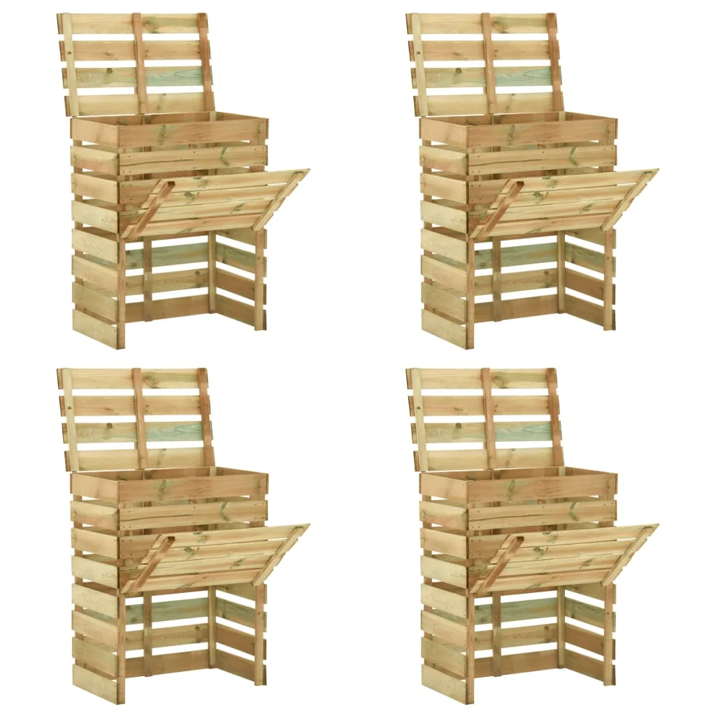 4 db lécezett impregnált fenyőfa kerti komposztáló 80x50x100 cm