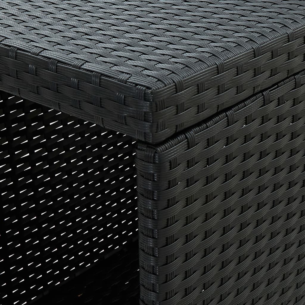 Fekete polyrattan bárasztal tárolópolccal 120 x 60 x 110 cm