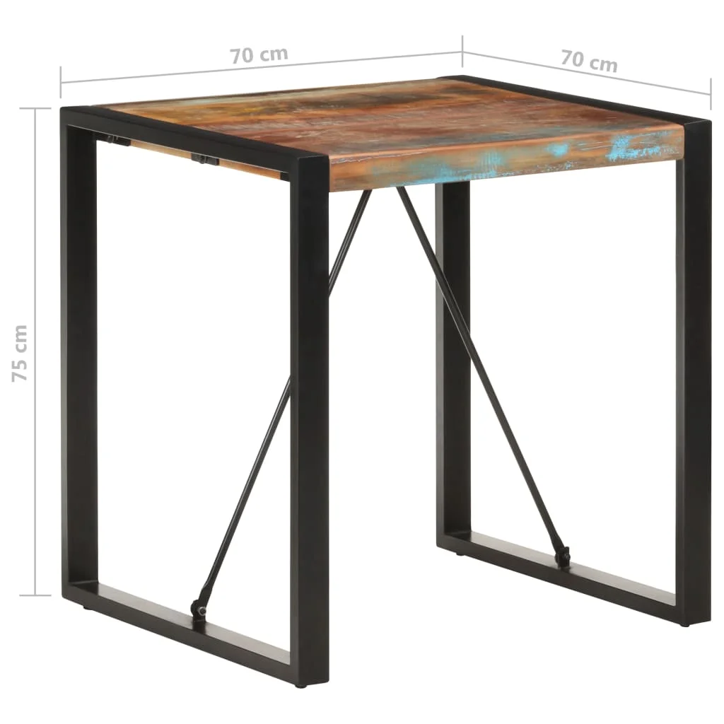 Tömör újrahasznosított fa étkezőasztal 70 x 70 x 75 cm