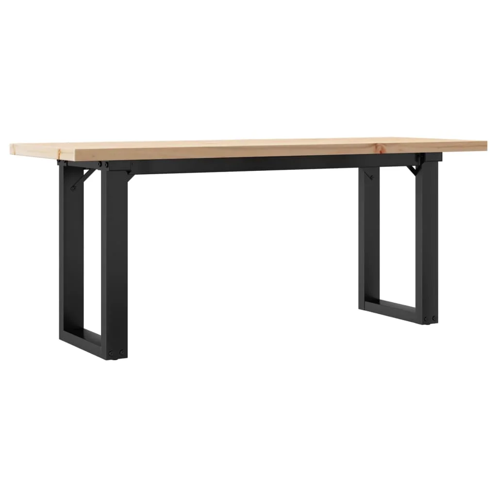 Tömör fenyőfa és acél O-vázú dohányzóasztal 110x40x45,5 cm