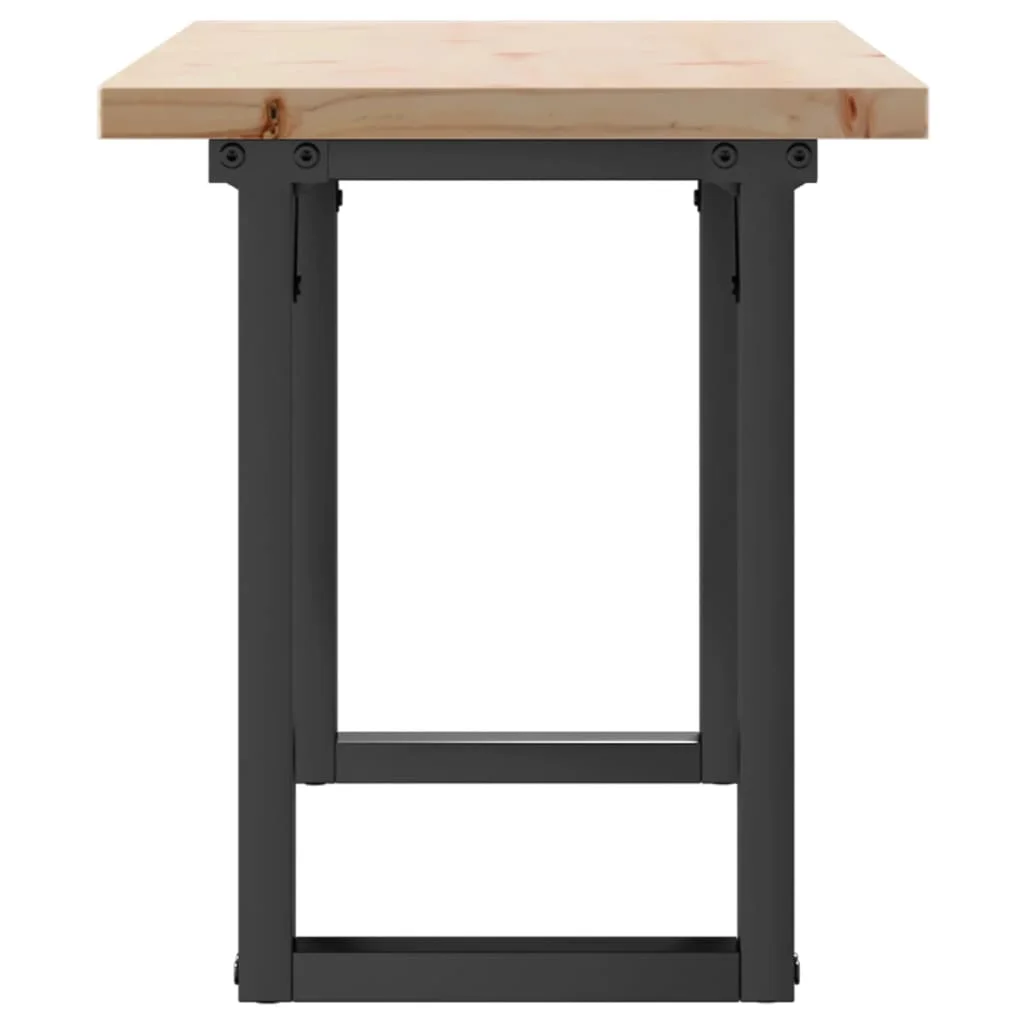 Tömör fenyőfa és acél O-vázú dohányzóasztal 110x40x45,5 cm