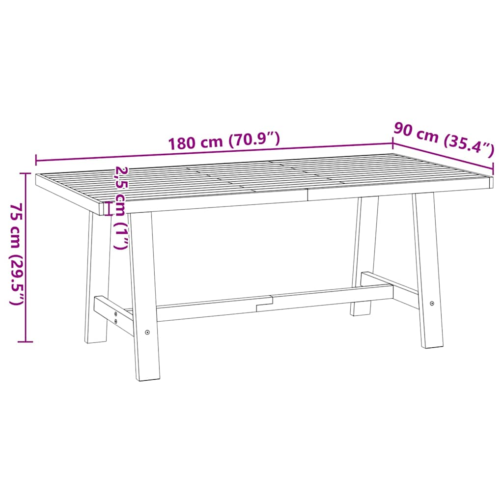 Étkezőasztal NOAIN A alakú lábak 180x90x75 cm tömör fa fenyőfa