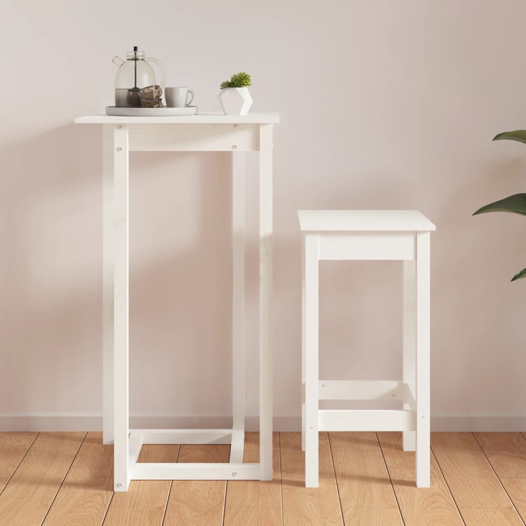 Fehér tömör fenyőfa bárasztal 60 x 60 x 110 cm