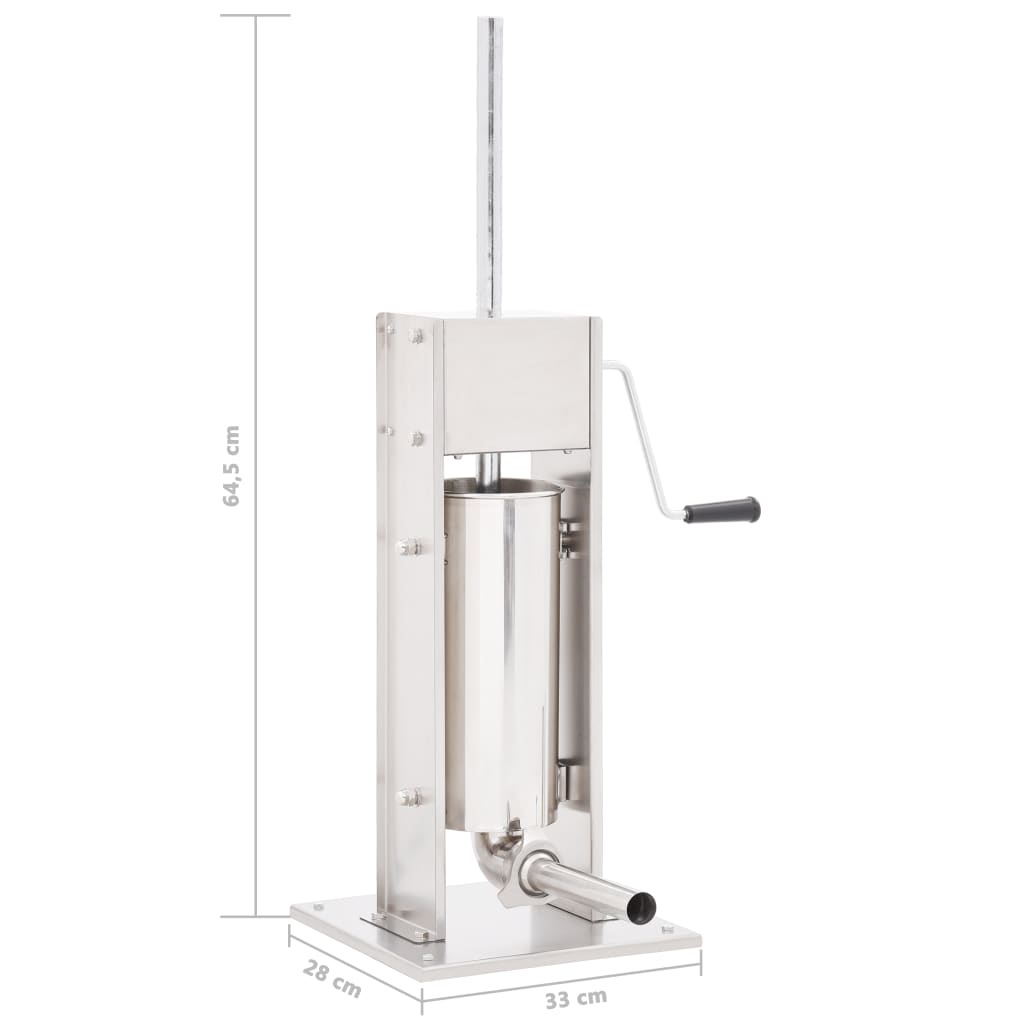 Ezüst rozsdamentes acél kézi kolbásztöltő 5 L