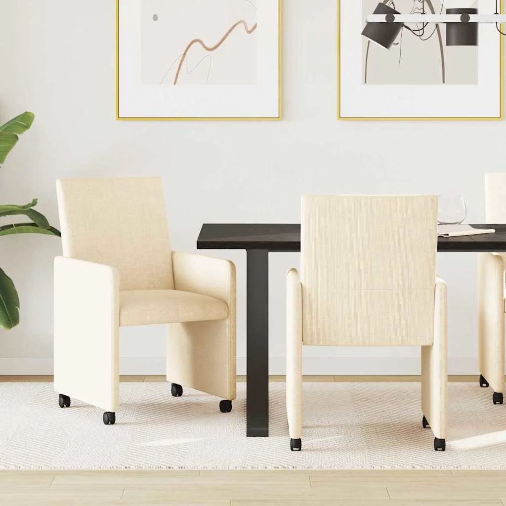 Kerekes Étkező Székek 2 pcs Krém 57 x 66 x 94 cm Bársony anyag