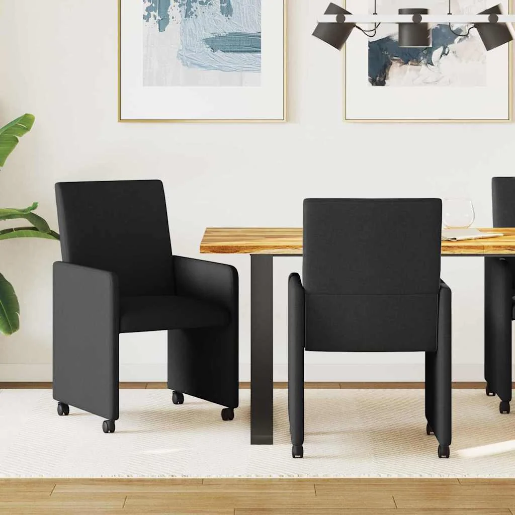 Étkezőszék párnával 2 pcs Fekete 57 x 66 x 94 cm szövet
