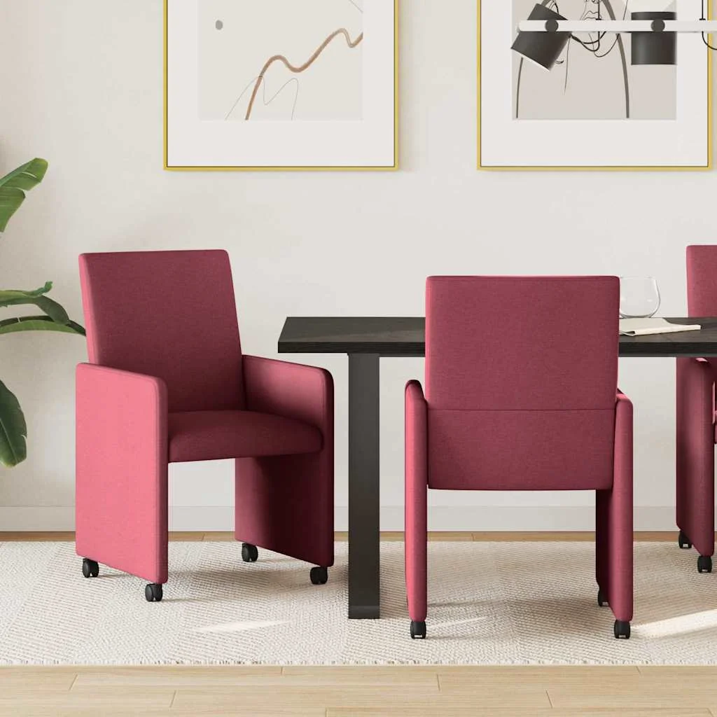 Kerekes Étkező Székek 2 pcs bordó 57 x 66 x 94 cm szövet