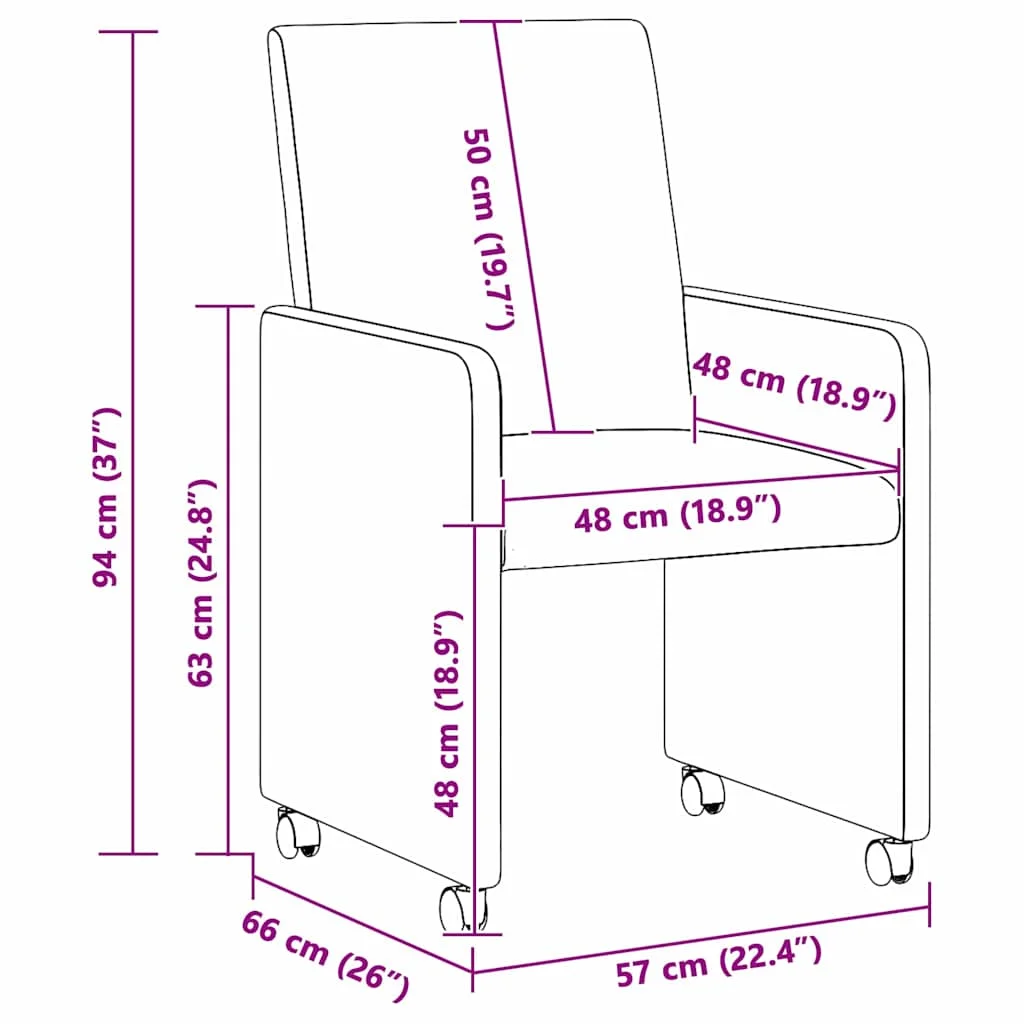Étkezőszék párnával 2 pcs sötétbarna 57 x 66 x 94 cm szövet