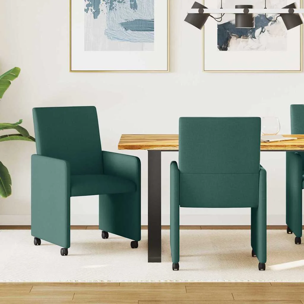 Étkezőszék párnával 2 pcs Sötétzöld 57 x 66 x 94 cm szövet