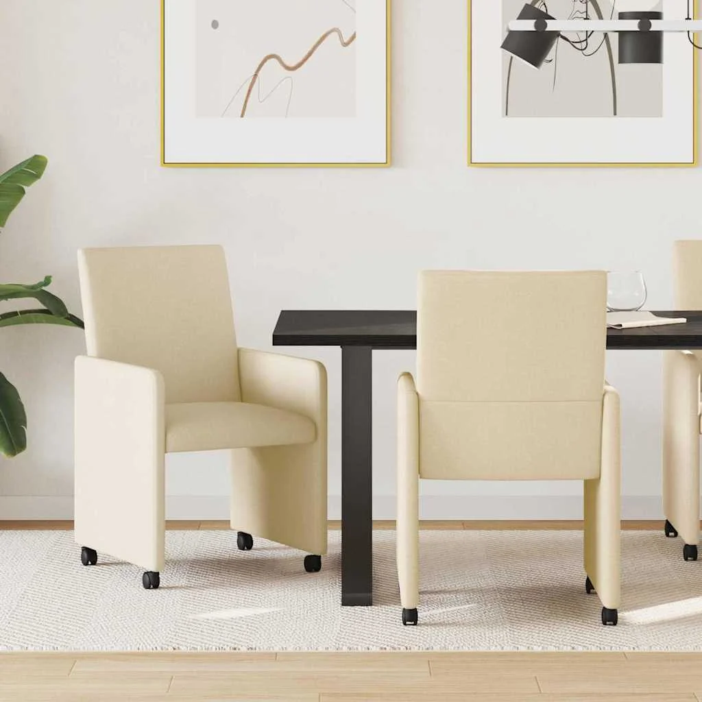 Kerekes Étkező Székek 2 pcs Krém 57 x 66 x 94 cm szövet
