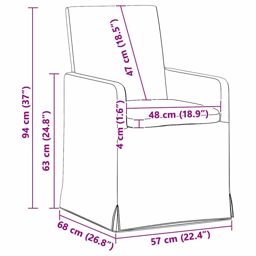 Étkező Székek 2 pcs Fekete 57 x 67 x 95 cm szövet