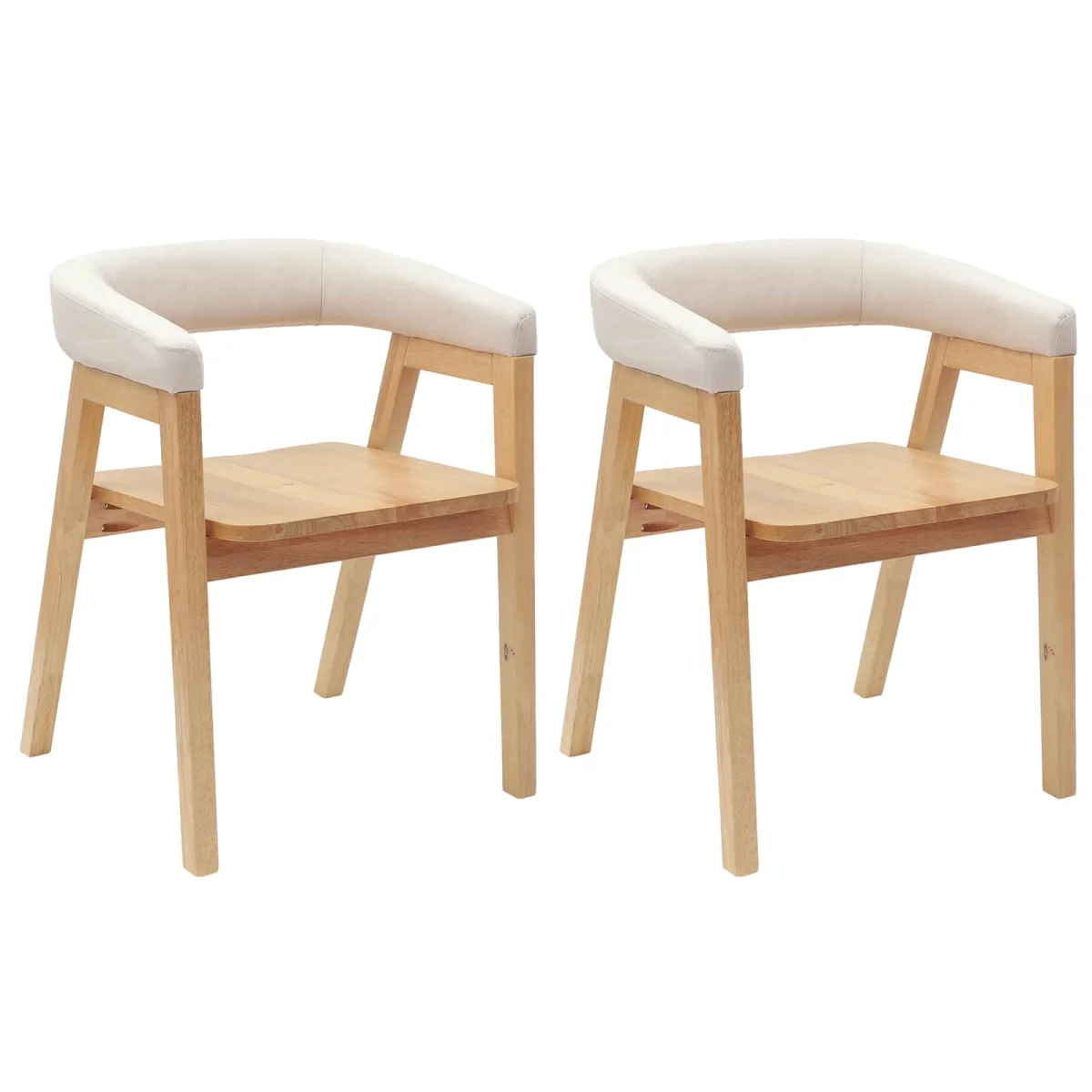 Étkező Székek 2 pcs Természetes 54 x 57 x 73 cm Tömör Gumi Fa