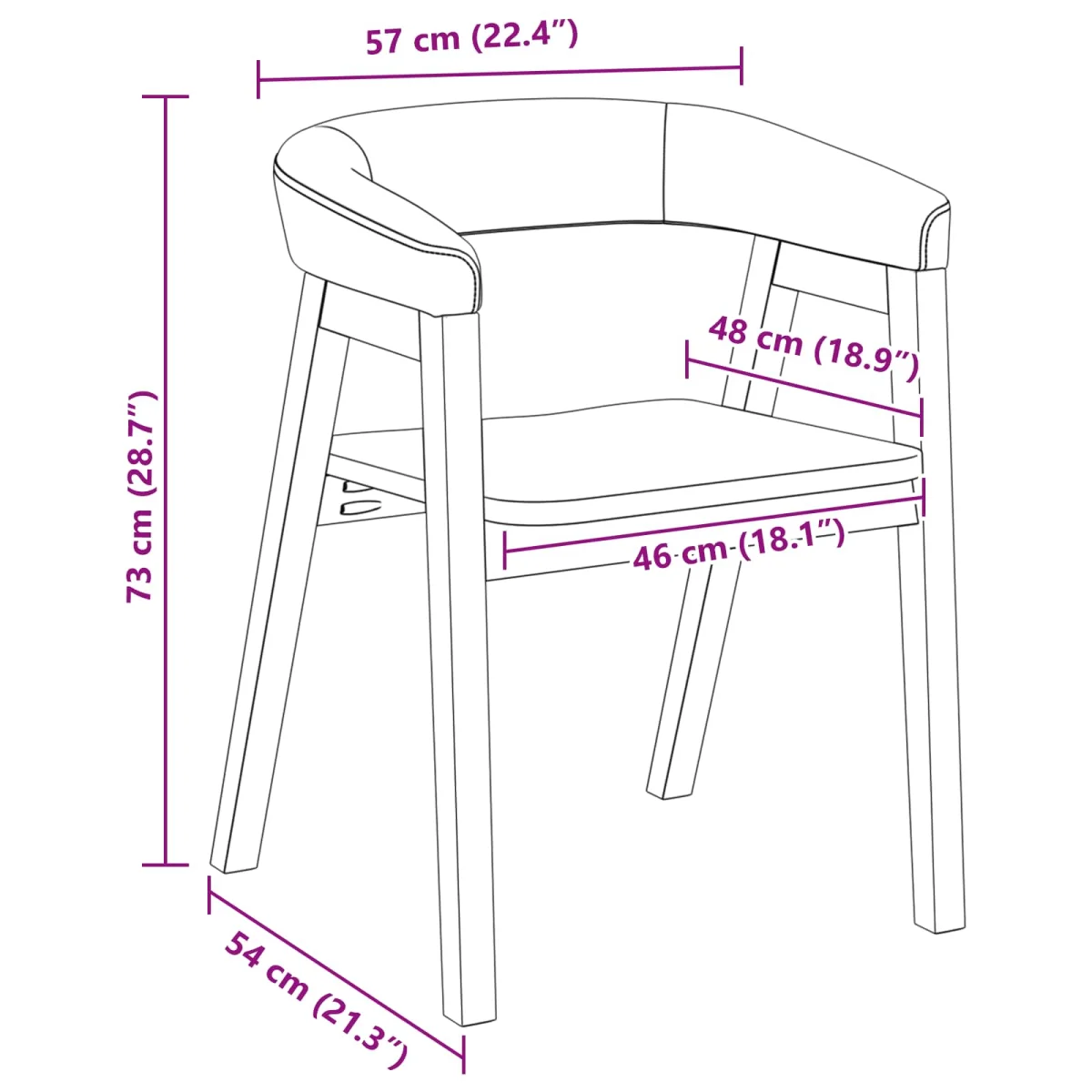 Étkező Székek 2 pcs Természetes 54 x 57 x 73 cm Tömör Gumi Fa