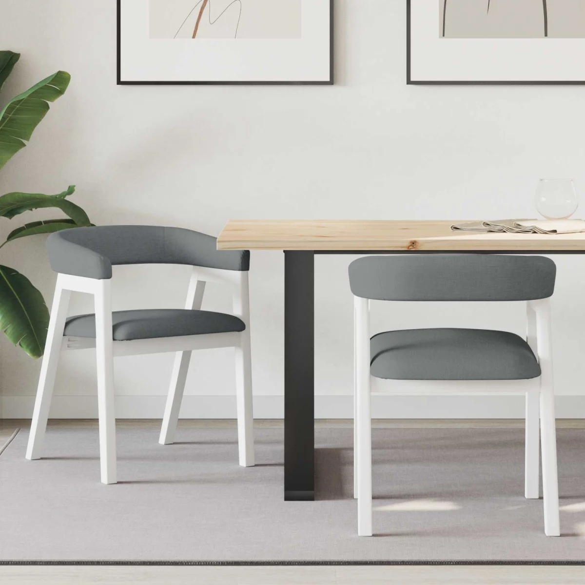 Étkező Székek 2 pcs Fehér 54 x 57 x 73 cm Tömör Gumi Fa