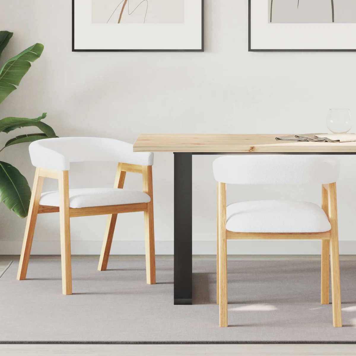 Étkező Székek 2 pcs Természetes 54 x 57 x 73 cm Tömör Gumi Fa