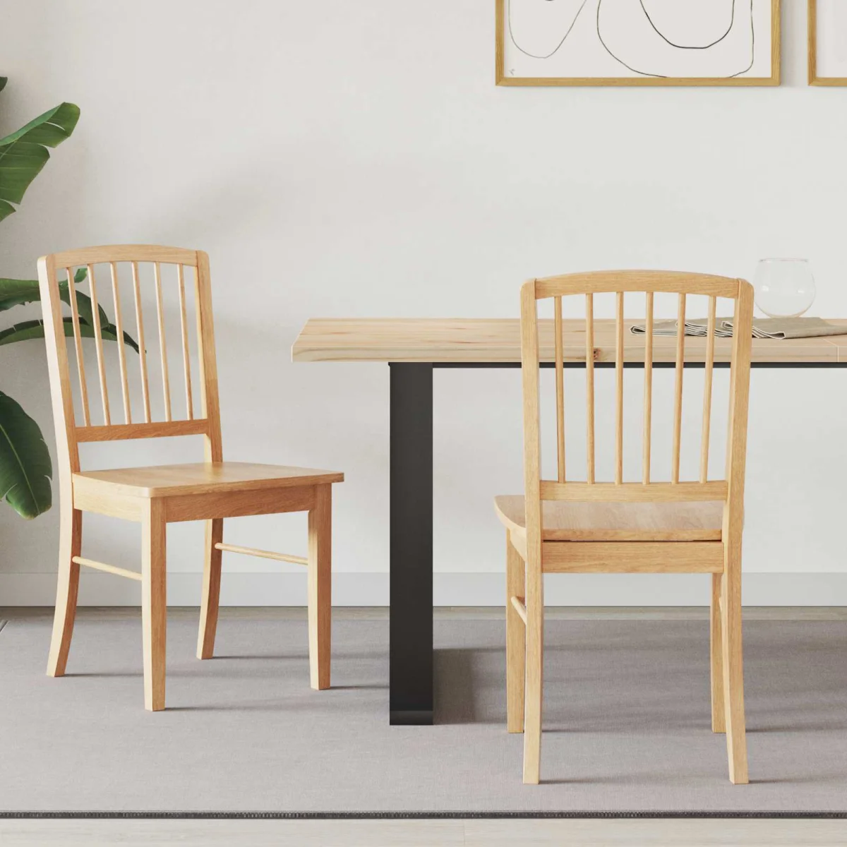 Étkező Székek 2 pcs Természetes 50 x 52,5 x 91 cm Tömör Gumi Fa