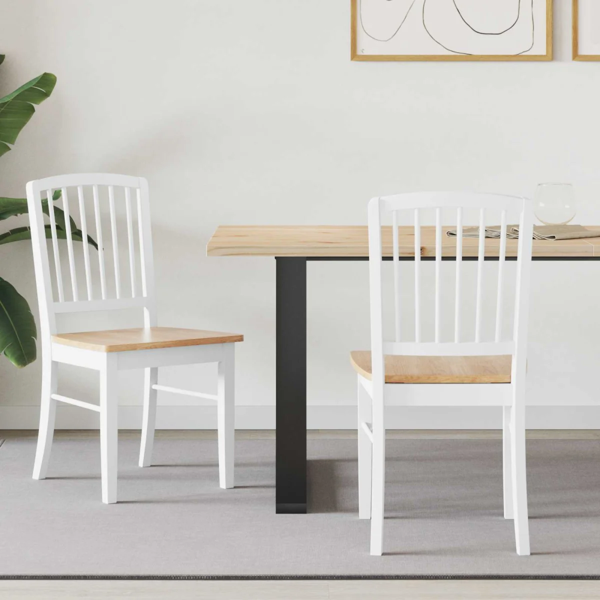 Étkező Székek 2 pcs Fehér 50 x 52,5 x 91 cm Tömör Gumi Fa