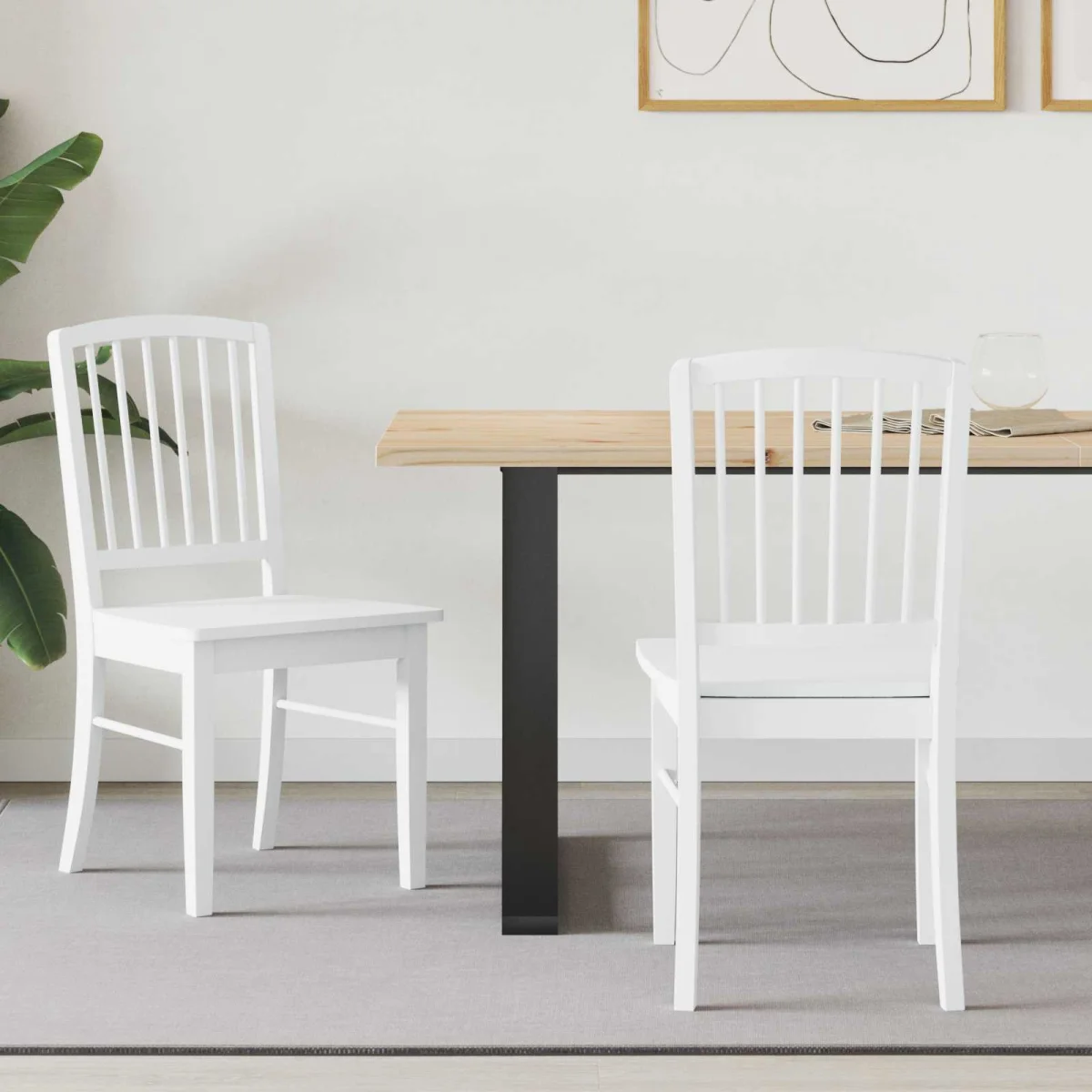 Étkező Székek 2 pcs Fehér 50 x 52,5 x 91 cm Tömör Gumi Fa