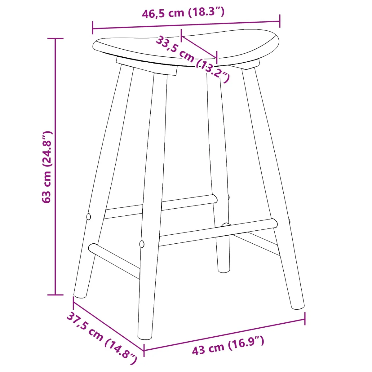Étkező Székek 2 pcs Fehér 46 x 37 x 63 cm Tömör Gumi Fa