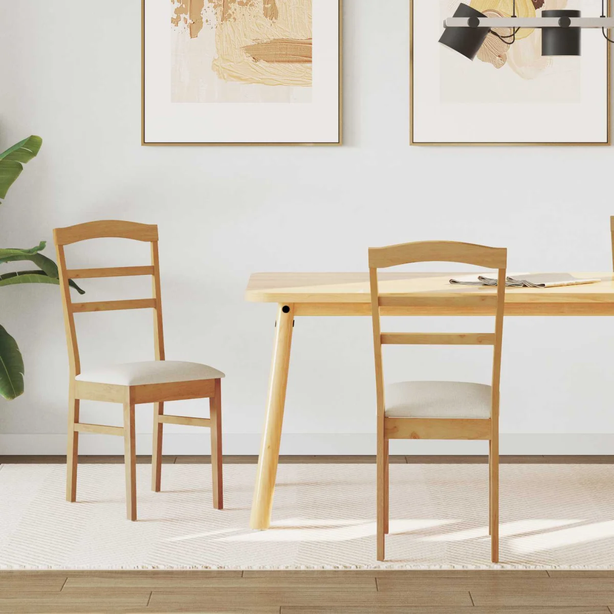 Étkezőszék 2 pcs Természetes és világos Tömör Gumi Fa