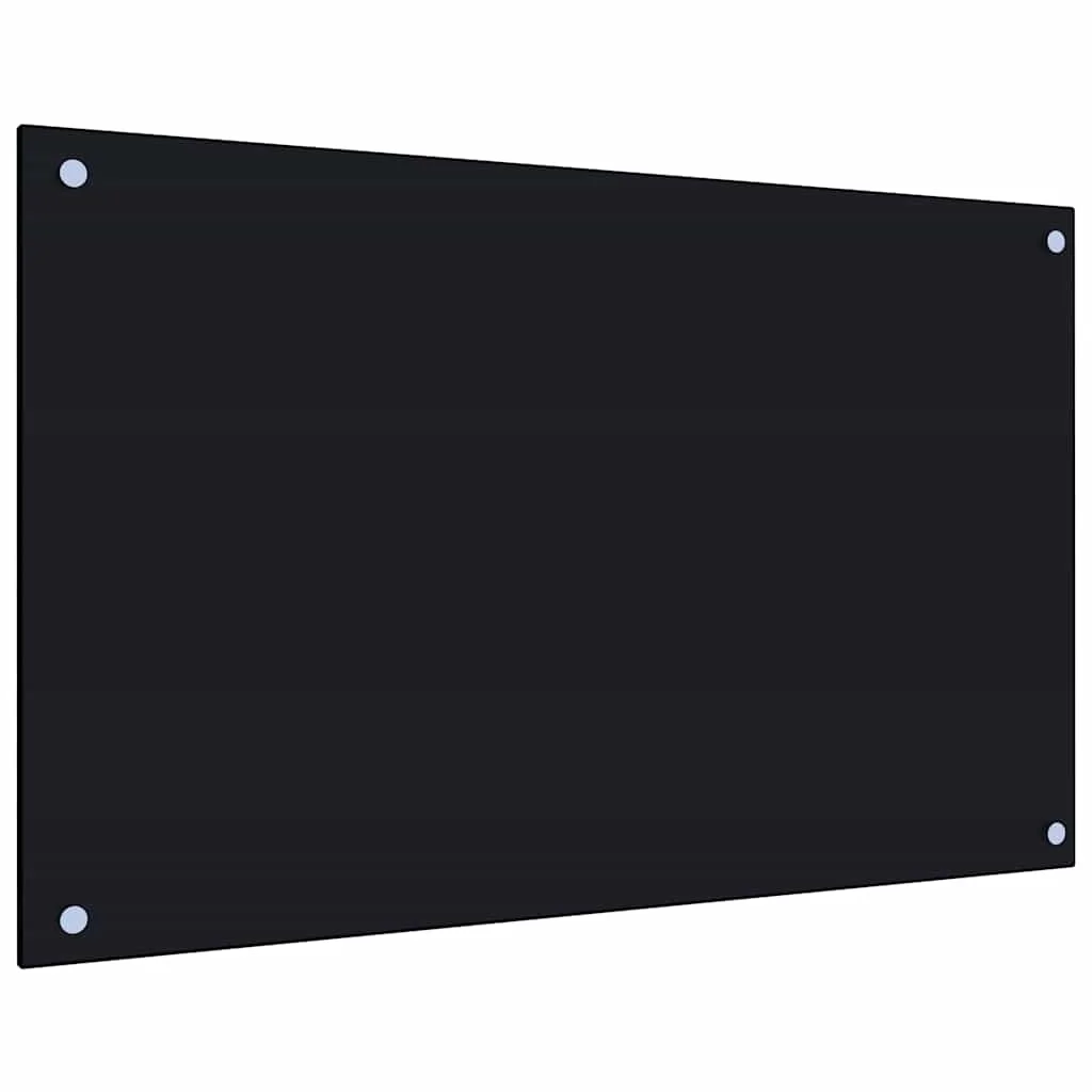 2 db fekete edzett üveg konyhai falburkoló 80 x 50 cm