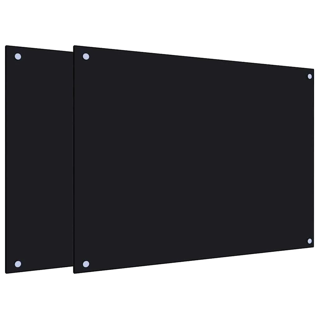 2 db fekete edzett üveg konyhai falburkoló 80 x 60 cm