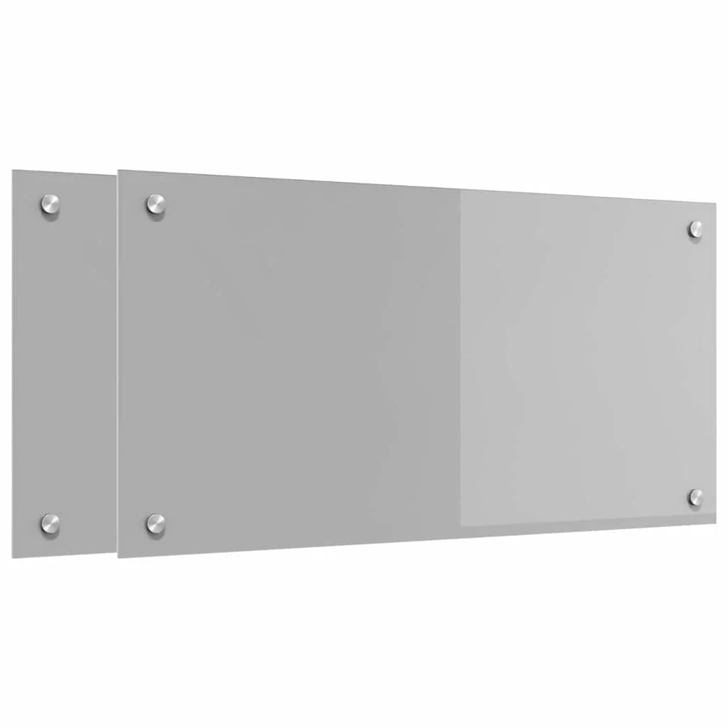 Konyhai splashback 2 pcs Világosszürke 80 x 40 cm edzett üveg