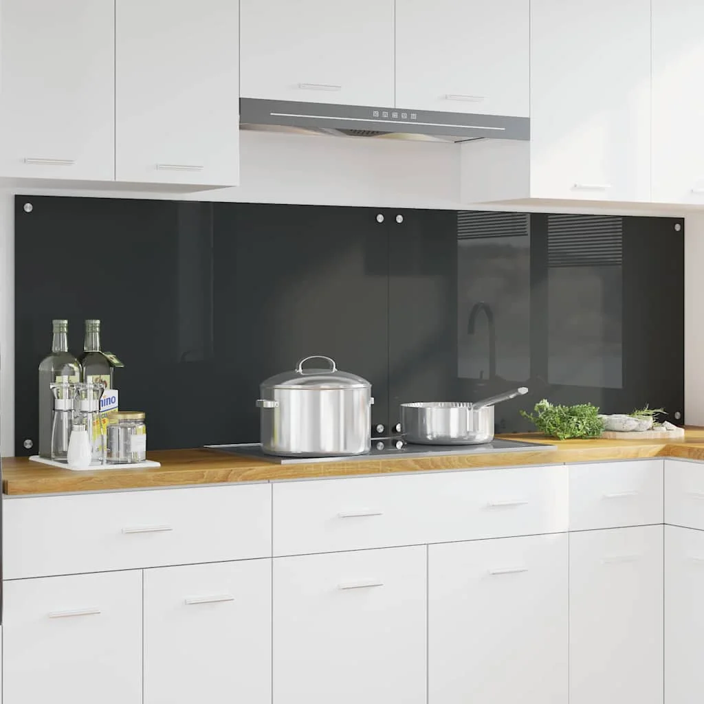 Konyhai splashback 2 pcs Sötétszürke 100 x 60 cm edzett üveg