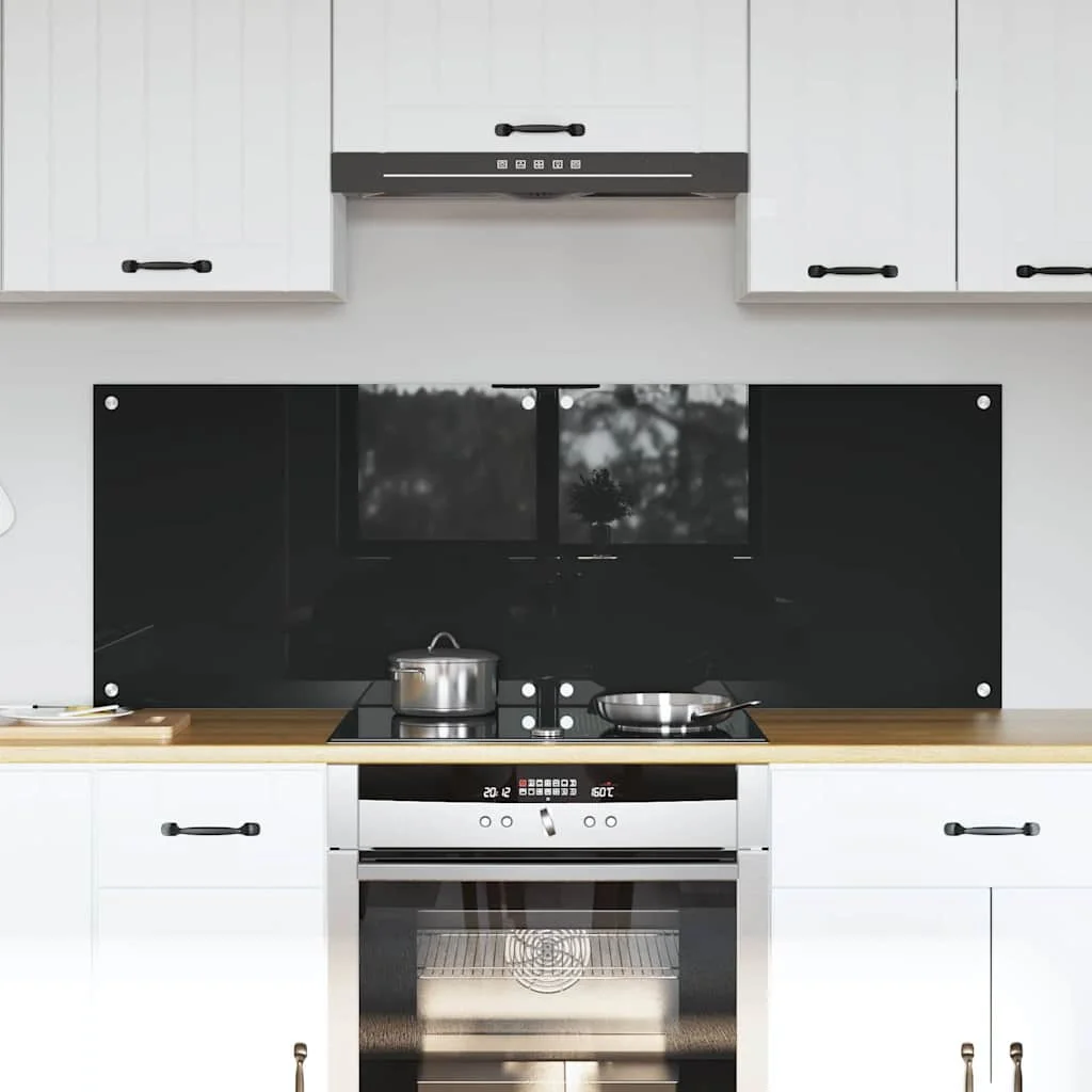 Konyhai splashback 2 pcs Fekete 70 x 50 cm edzett üveg