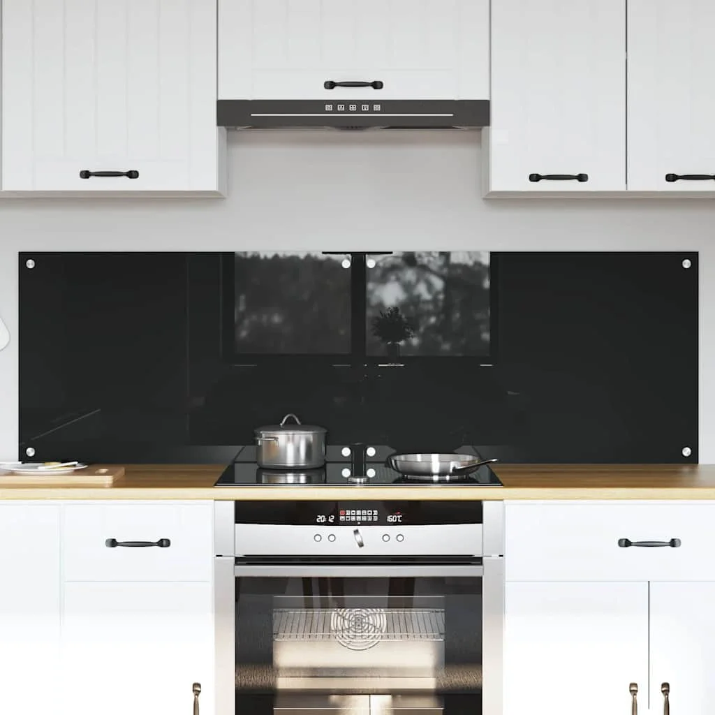 Konyhai splashback 2 pcs Fekete 80 x 50 cm edzett üveg