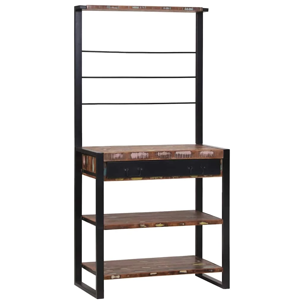 Konyhai Polc Többszínű 80x40x160 cm Szilárd Fa Újrahasznosított