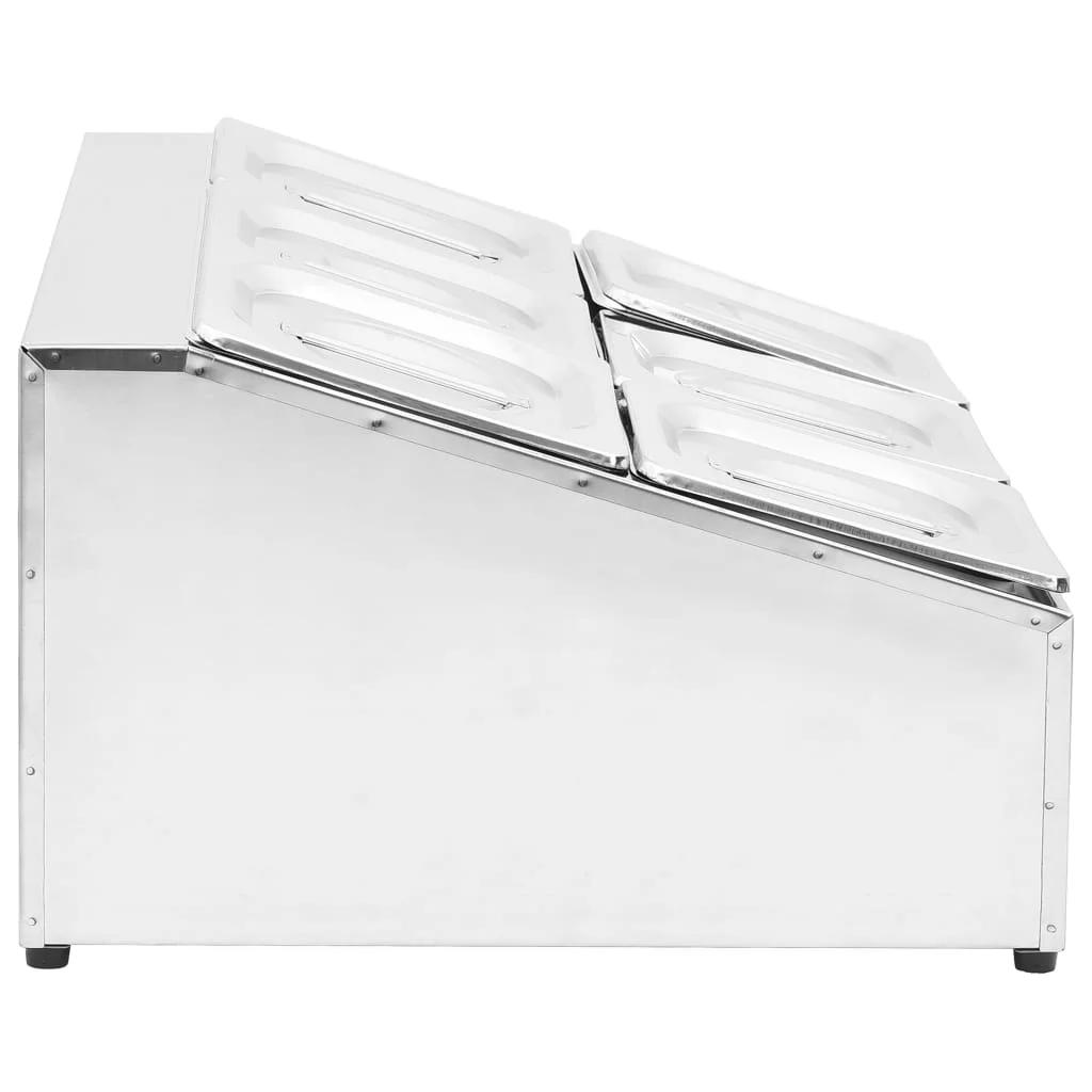 Rozsdamentes acél gasztronorm tároló 6 db GN 1/6-os edénnyel