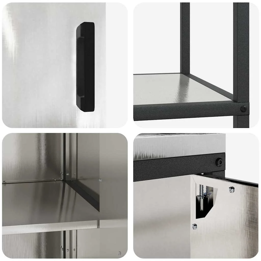 Konyhai Tároló Készlet polcokkal tárolóval ajtóval Állítható 2 pcs Ezüst 150 x 50 x 92 cm