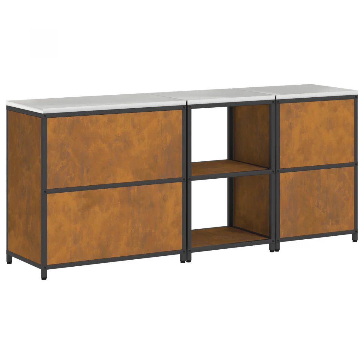 Konyhai tároló szett polcokkal Egyéb tárolóval ajtóval 3 pcs Rozsdás 210 x 50 x 92 cm